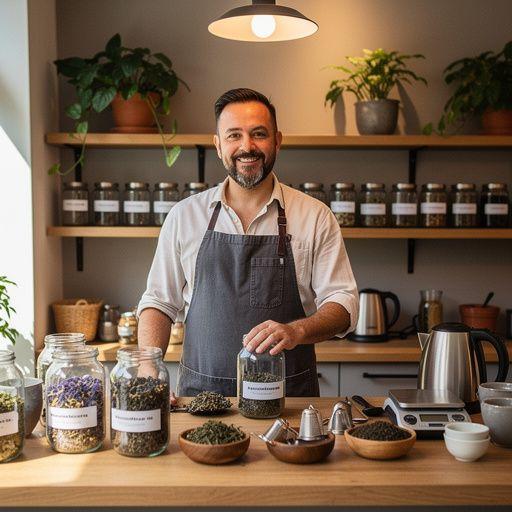 Un mélange de tisane à la passiflore dans une tasse en porcelaine délicate.